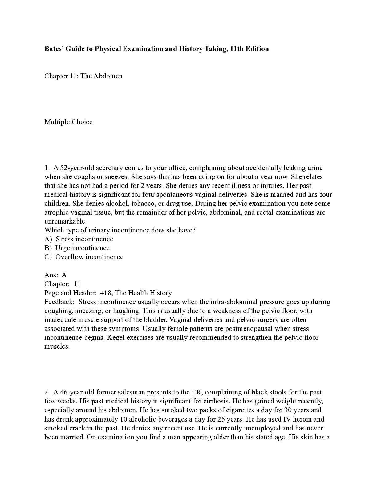 Preview image of NURS 807 Chapter 11 - The Abdomen document